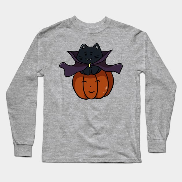 Cute vampire cat Long Sleeve T-Shirt by Doya